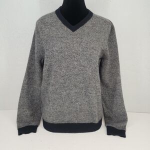 Vintage Express Sz Med | Wool Cashmere Blend Gray Black V Neck Sweater Heritage